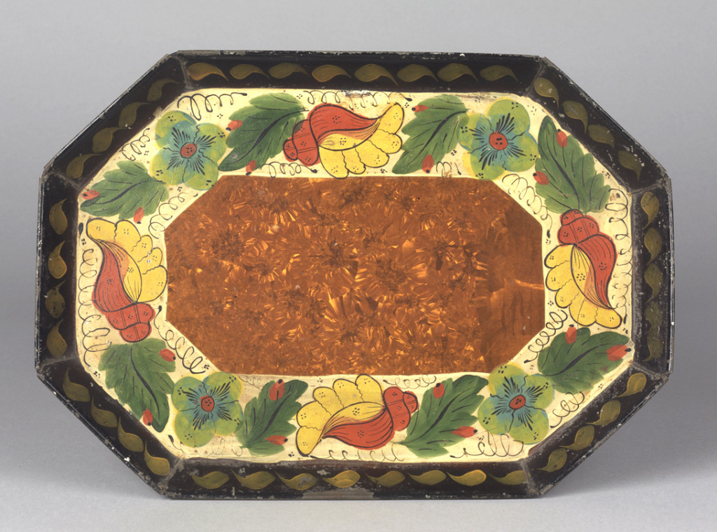 Tray, attributed to Frederick Zeitz tinshop, Philadelphia, Pennsylvania, dated 1874.  Bequest of H.F. du Pont, 1965.1717