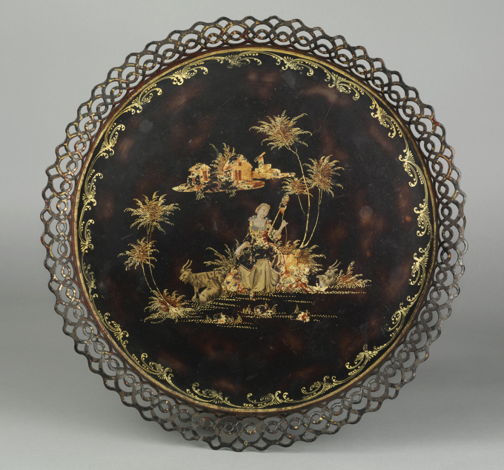 Tray, made in Pontypool, Wales or Birmingham, England, 1740-60.  Bequest of H.F. du Pont, 1958.2282.